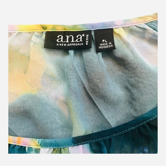 ANA anew approach abstract multicolor blouse top flared sleeves cold shoulder PM - Picture 8 of 12